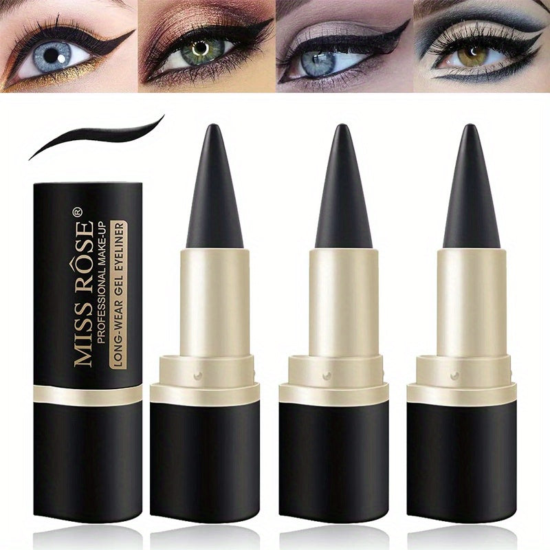 3pcs black gel eyeliner set tools smudgeproof waterproof matte black eyeliner pencil tattoo eyeliner stick cosmetics