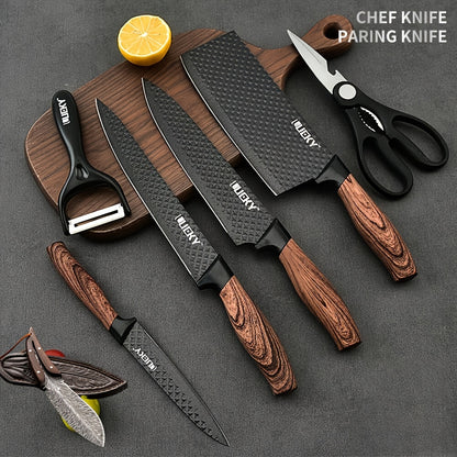 Professional 16 Kitchen Knife Set Chefs Knife Slicing Knife Scraper And Scissors Stainless Steel Super Sharp with Antistick Ergonomic Wooden Handle Chefs Knife Set Suitable for Family Travel Gift Box Set