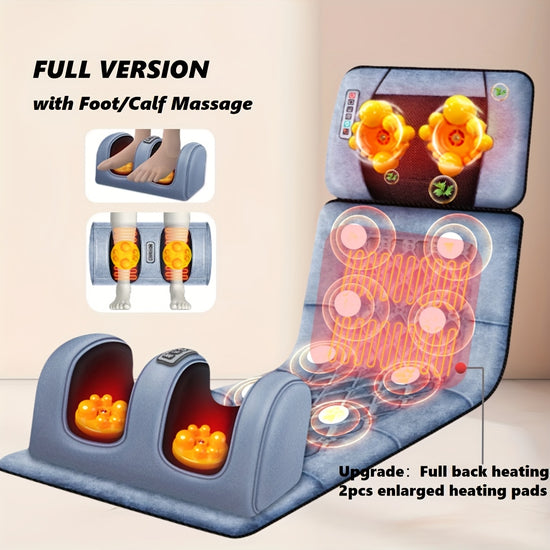 Full Body Massage Pad 10zone Wave Vibration Kneading Massage Pillow Foot Calf Massage Back Hot Compress Storage Bag Included Mothers Day Gift Fathers Day Gif