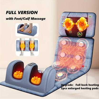 Full Body Massage Pad 10zone Wave Vibration Kneading Massage Pillow Foot Calf Massage Back Hot Compress Storage Bag Included Mothers Day Gift Fathers Day Gif