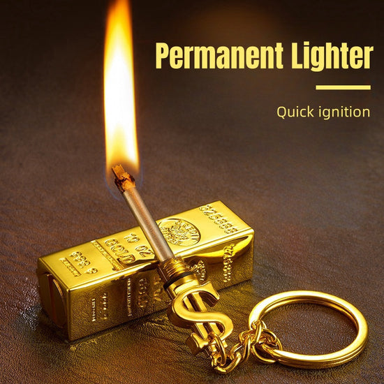 2pack Windproof Permanent Lighter Creative Golden Bar Small Match Stick Multifunctional Metal Kerosene Lighter Mini Portable Igniter Suitable for Outdoor Camping Firemaking and Combustion Stick Gift for Boyfriend without Oil Without Battery