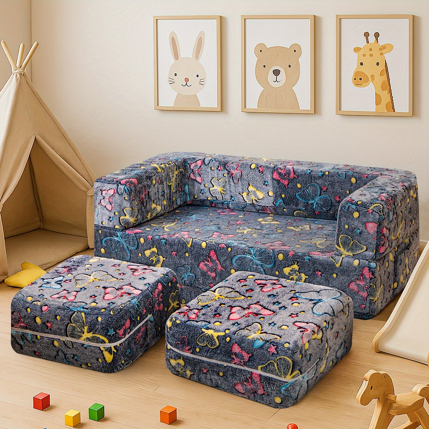 Sofabed Set Luminous Folding Sofa Bed Multifunctional Folding Sofa Cushion Suitable For Game Room Bedroom