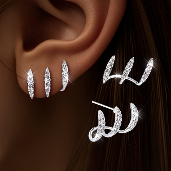 1Pair SilveryGolden Color WomenS Claw Set With Super Shiny Synthetic Zirconia Earrings Blingbling Dazzling Exquisite And Lovely Luxurious And Elegant Suitable For All Occasions Perfect Gift For Women