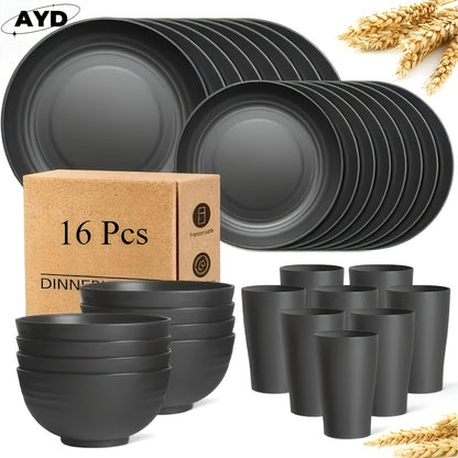 Unbreakable Dinnerware Set 3216pcs Unbreakable Wheat Straw Dinnerware Set  Service For 84 Large Size Modern Dish SetPlateDessert PlateBowlCup Dishwasher  Microwave Safe Lightweight Tableware Perfect for Camping Everyday Use  Gifts For Men